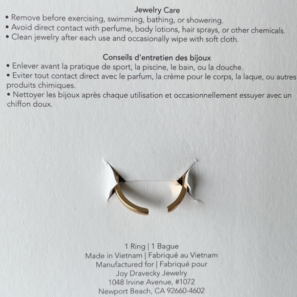 NWT Joy Dravecky Chloe Ring – Cubic Zirconia, Gold-Plated, Size 6-8 - Picture 4 of 5